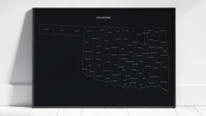 Oklahoma Counties Map Printable, Labeled County Map, Light & Dark Styles