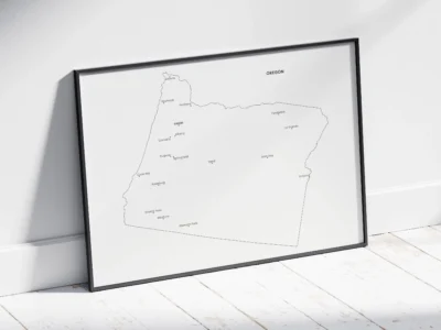 oregon-cities-map-printable-light-black-frame Oregon Cities Map Printable, Labeled City Map, Light & Dark Styles