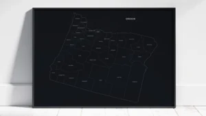 oregon-counties-map-printable-dark-black-frame Oregon Counties Map Printable, Labeled County Map, Light & Dark Styles