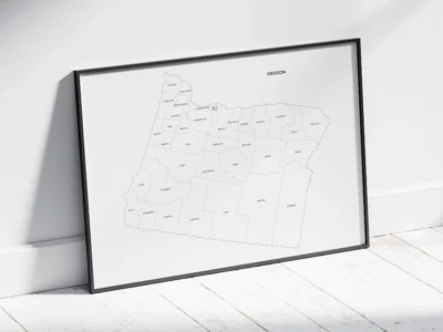 oregon-counties-map-printable-light-black-frame Oregon Counties Map Printable, Labeled County Map, Light & Dark Styles