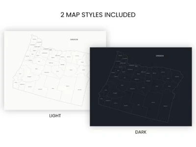 oregon-counties-map-printable-light-dark-included-map-styles-info Oregon Counties Map Printable, Labeled County Map, Light & Dark Styles