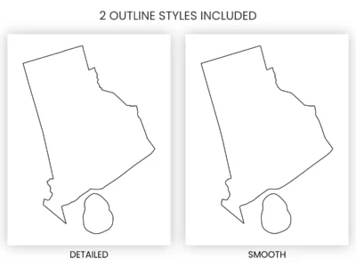 Rhode Island Blank Outline Map Printable, State Outline, JPG PDF PNG