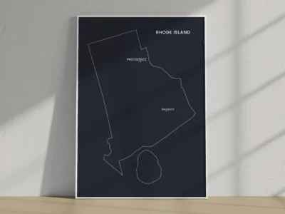 Rhode Island Cities Map Printable, Labeled City Map, Light & Dark Styles