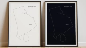 rhode-island-cities-map-printable-light-dark-black-frames Rhode Island Cities Map Printable, Labeled City Map, Light & Dark Styles