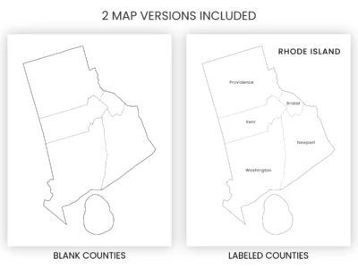 Rhode Island Counties Map Printable, Blank & Labeled