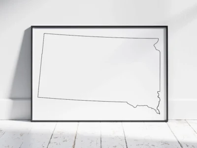South Dakota Blank Outline Map Printable, State Outline, JPG PDF PNG