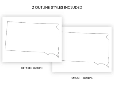South Dakota Blank Outline Map Printable, State Outline, JPG PDF PNG