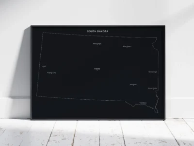 South Dakota Cities Map Printable, Labeled City Map, Light & Dark Styles