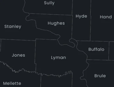 South Dakota Counties Map Printable, Labeled County Map, Light & Dark Styles