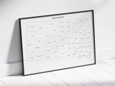 South Dakota Counties Map Printable, Labeled County Map, Light & Dark Styles