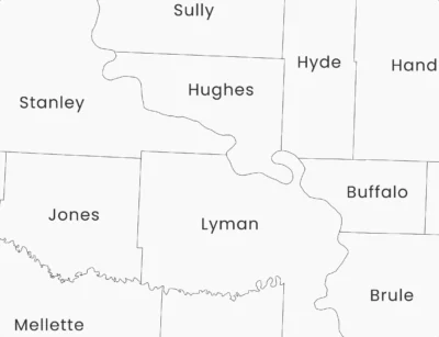 South Dakota Counties Map Printable, Labeled County Map, Light & Dark Styles