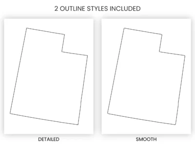 Utah Blank Outline Map Printable, State Outline, JPG PDF PNG
