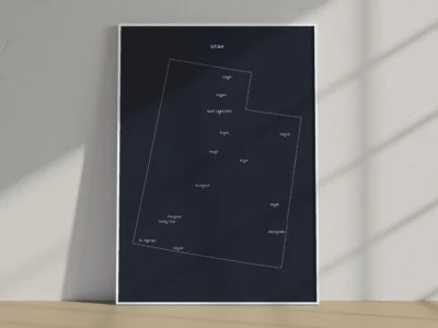utah-cities-map-printable-dark-big-frame Utah Cities Map Printable, Labeled City Map, Light & Dark Styles