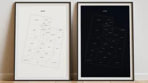 Utah Counties Map Printable, Labeled County Map, Light & Dark Styles