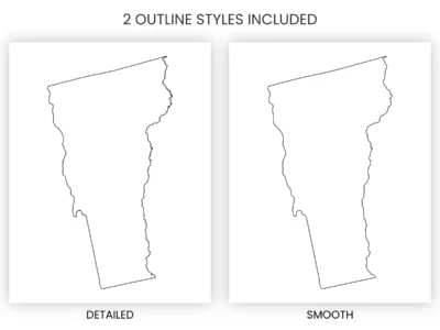 Vermont Blank Outline Map Printable, State Outline, JPG PDF PNG