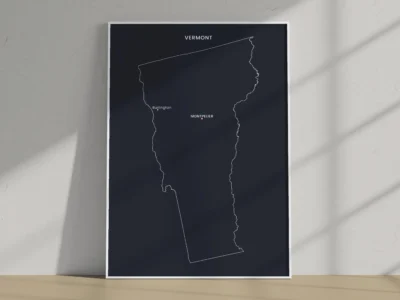 Vermont Cities Map Printable, Labeled City Map, Light & Dark Styles