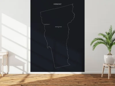 Vermont Cities Map Printable, Labeled City Map, Light & Dark Styles