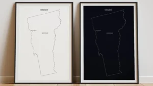 Vermont Cities Map Printable, Labeled City Map, Light & Dark Styles
