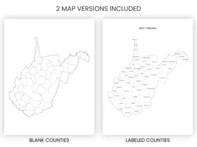 West Virginia Counties Map Printable, Blank & Labeled