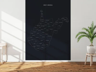 West Virginia Counties Map Printable, Labeled County Map, Light & Dark Styles