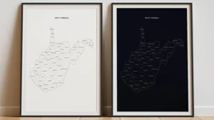 West Virginia Counties Map Printable, Labeled County Map, Light & Dark Styles