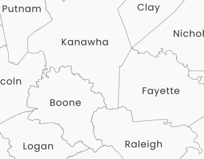 West Virginia Counties Map Printable, Labeled County Map, Light & Dark Styles