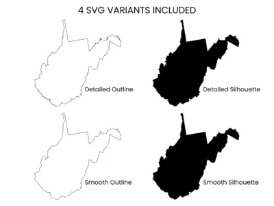West Virginia SVG Bundle, State Cut Files, SVG DXF EPS PNG