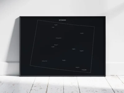 Wyoming Cities Map Printable, Labeled City Map, Light & Dark Styles