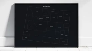 Wyoming Counties Map Printable, Labeled County Map, Light & Dark Styles