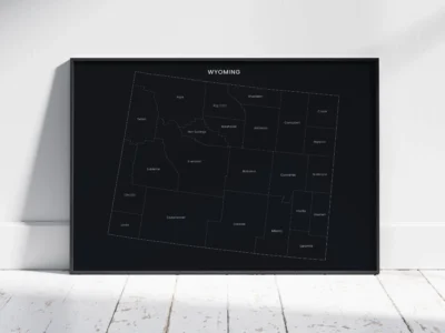 wyoming-counties-map-printable-dark-black-frame Wyoming Counties Map Printable, Labeled County Map, Light & Dark Styles