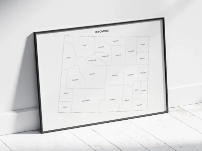 wyoming-counties-map-printable-light-black-frame Wyoming Counties Map Printable, Labeled County Map, Light & Dark Styles