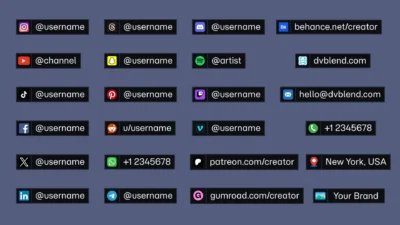 DaVinci Resolve Social Media Pack | 23 Social Media Handles, Animated Titles, Lower Thirds & Icon Generators