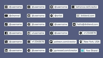 DaVinci Resolve Social Media Pack | 23 Social Media Handles, Animated Titles, Lower Thirds & Icon Generators