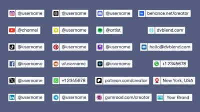 DaVinci Resolve Social Media Pack | 23 Social Media Handles, Animated Titles, Lower Thirds & Icon Generators