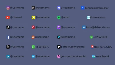 DaVinci Resolve Social Media Pack | 23 Social Media Handles, Animated Titles, Lower Thirds & Icon Generators