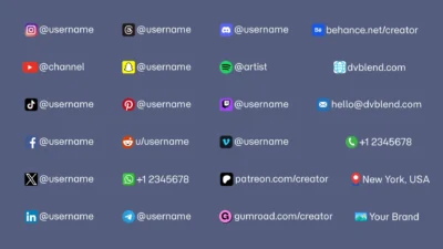 DaVinci Resolve Social Media Pack | 23 Social Media Handles, Animated Titles, Lower Thirds & Icon Generators