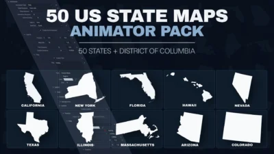 50 US State Maps Animator Pack for DaVinci Resolve | 51 Animated Map Templates